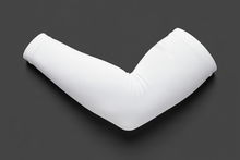 Load image into Gallery viewer, White arm sleeves studio photo on dark background