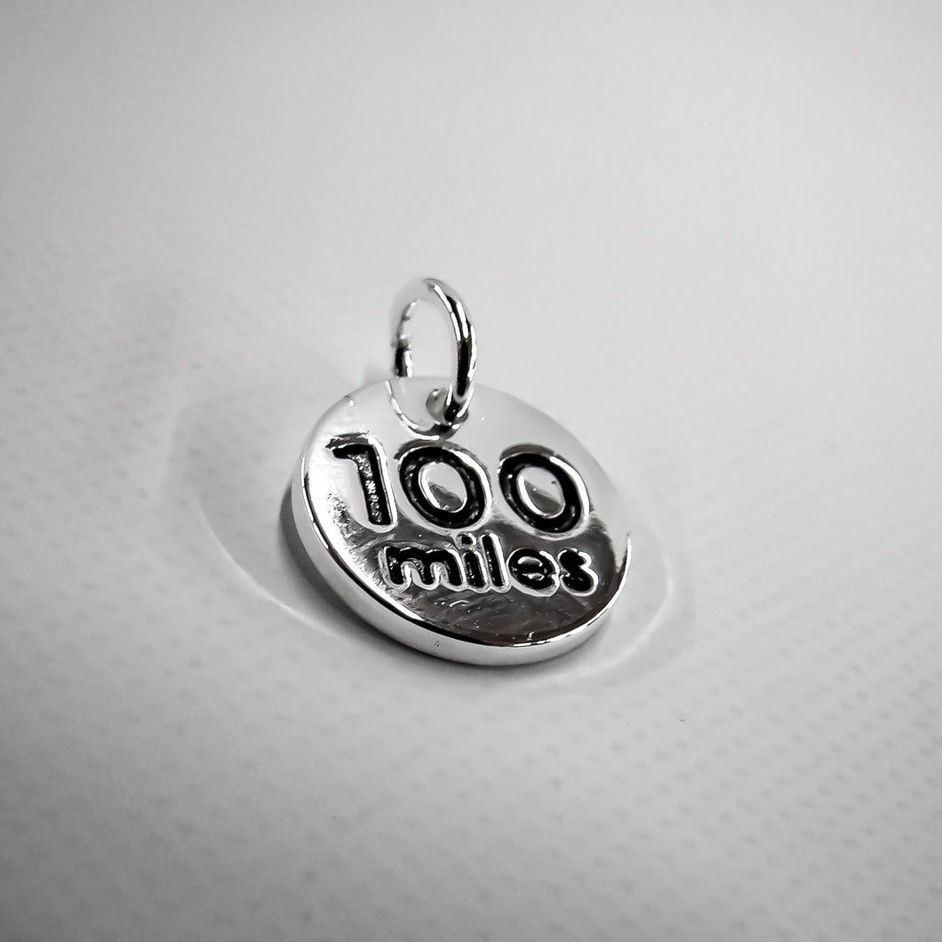 100 miles Silver Plated Disc Charm