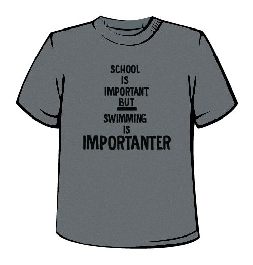 School Is Important but Swimming Is Importanter - Men's Crew Tech Shirt - Heather Grey