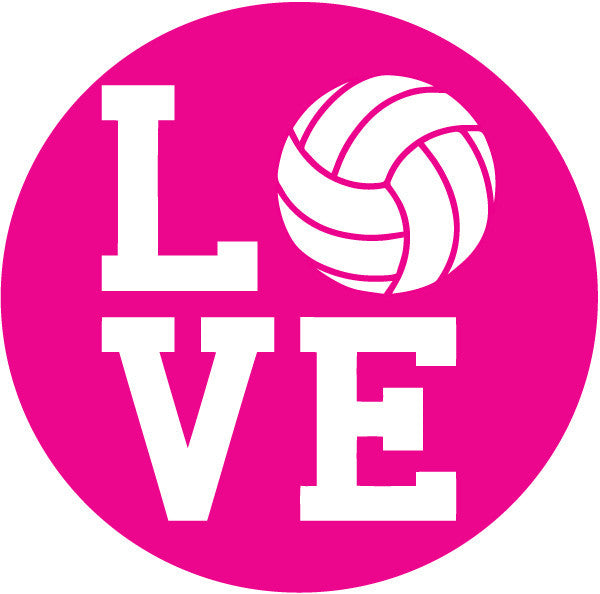 Volleyball Love Pink Round Decal