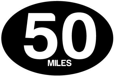 50 Miles Black Oval Decal