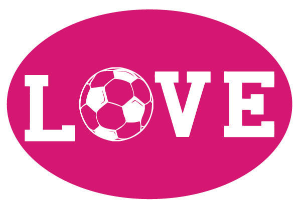 Love Soccer Pink Oval Magnet