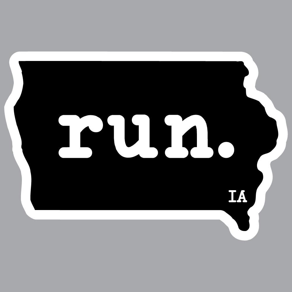 Iowa Run State Outline Decal