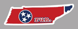 Tennessee Run State Outline Decal - Flag