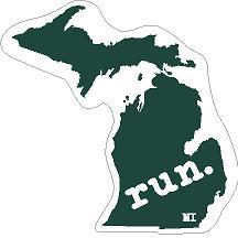 Michigan Run State Outline Decal - Green