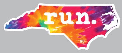 North Carolina Run State Outline Decal - Tie-Dye