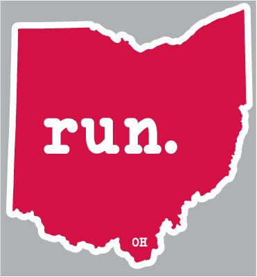 Ohio Run State Outline Decal - Red