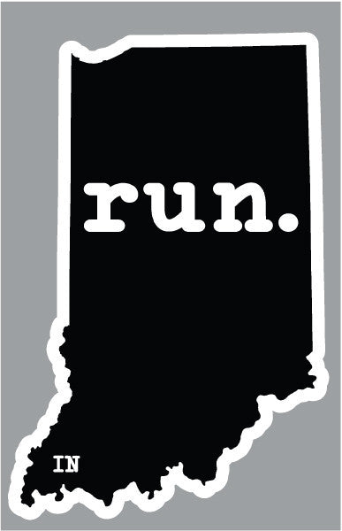 Indiana Run State Outline Magnet - Black