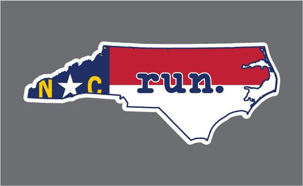 North Carolina Flag run. Outline Decal
