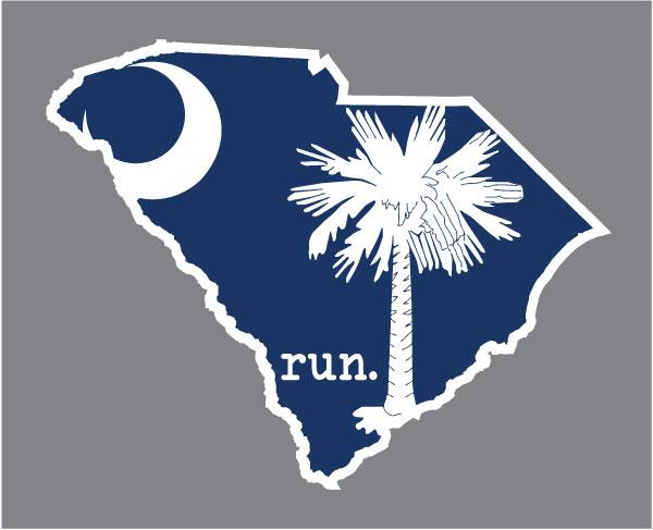 South Carolina Run State Outline Decal - Flag