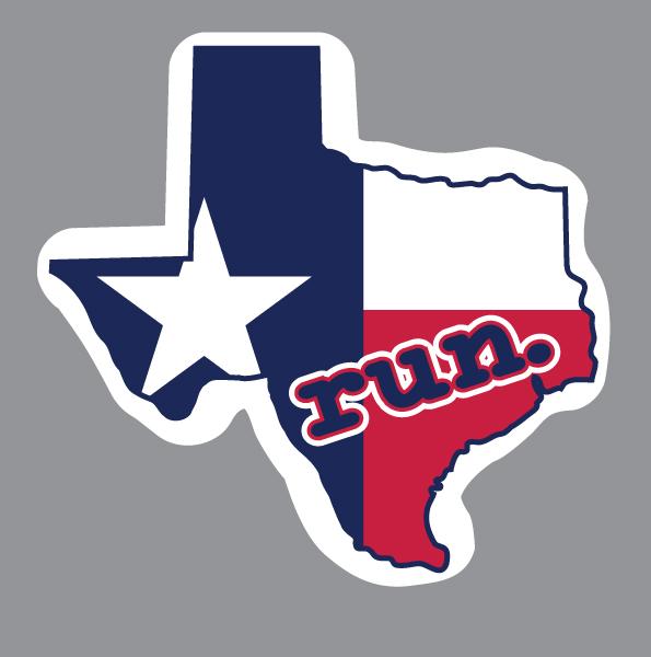 Texas Run State Outline Decal - Flag