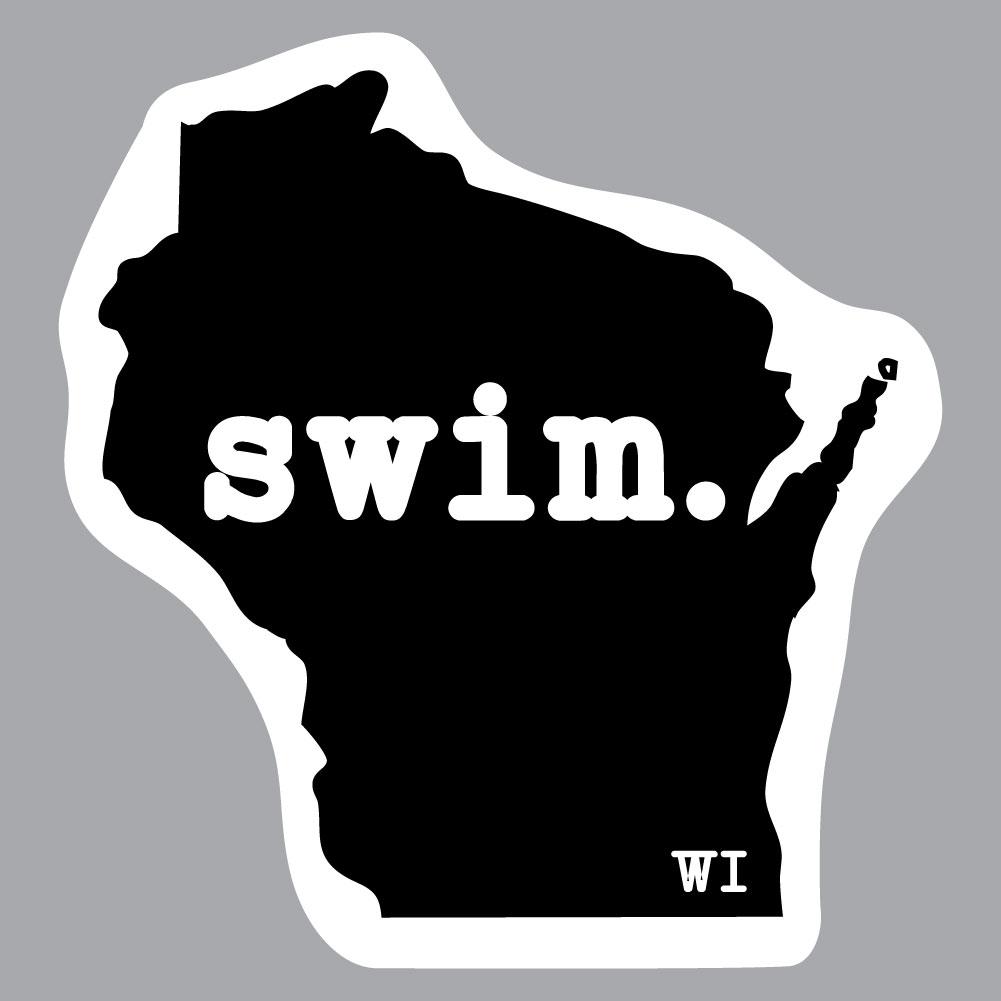 Wisconsin Swim State Outline Decal