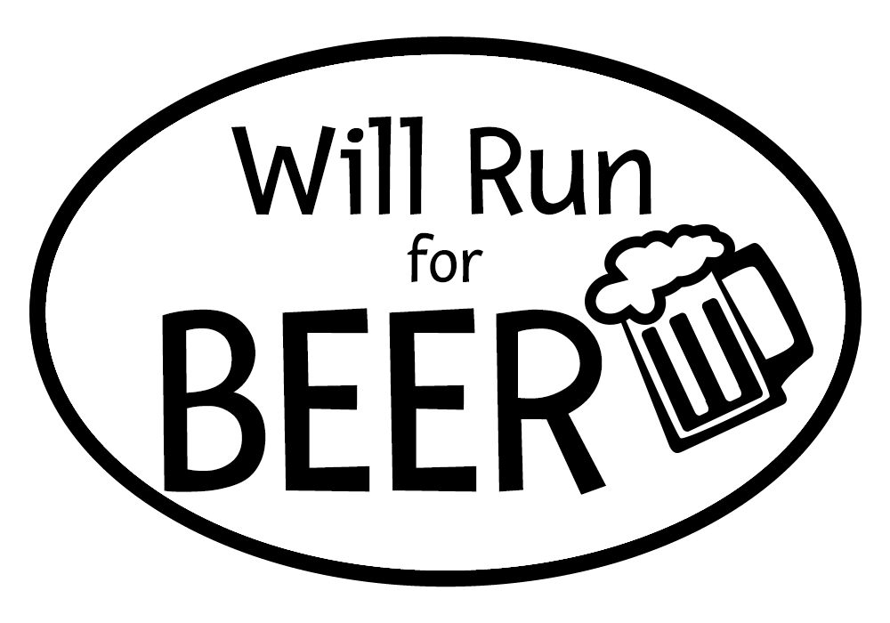 Will Run For Beer Oval Decal