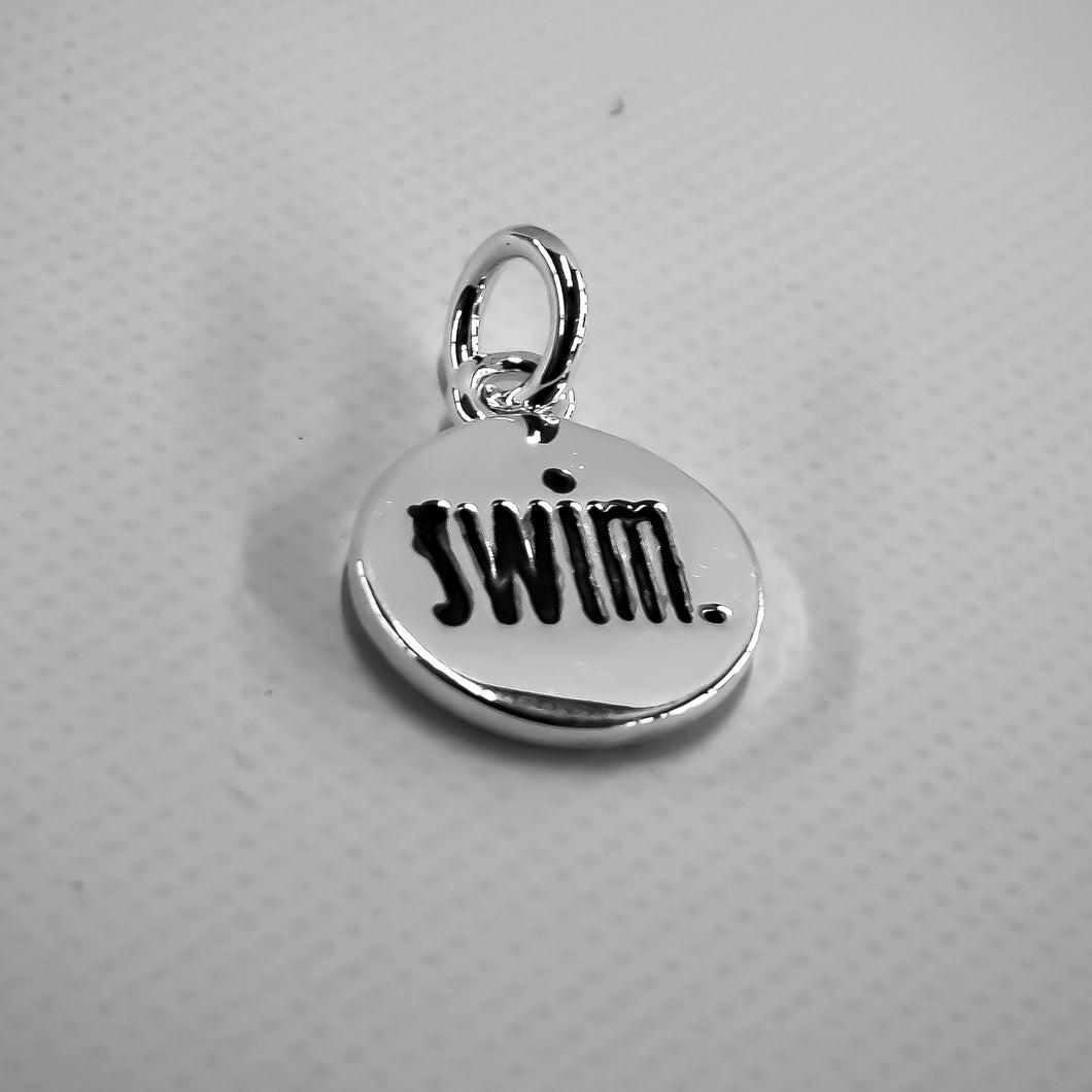 Swim Silver Plated Disc Charm