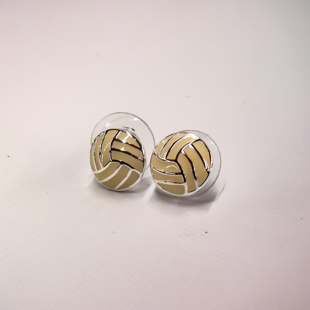 Volleyball Silver Plated Stud Earrings