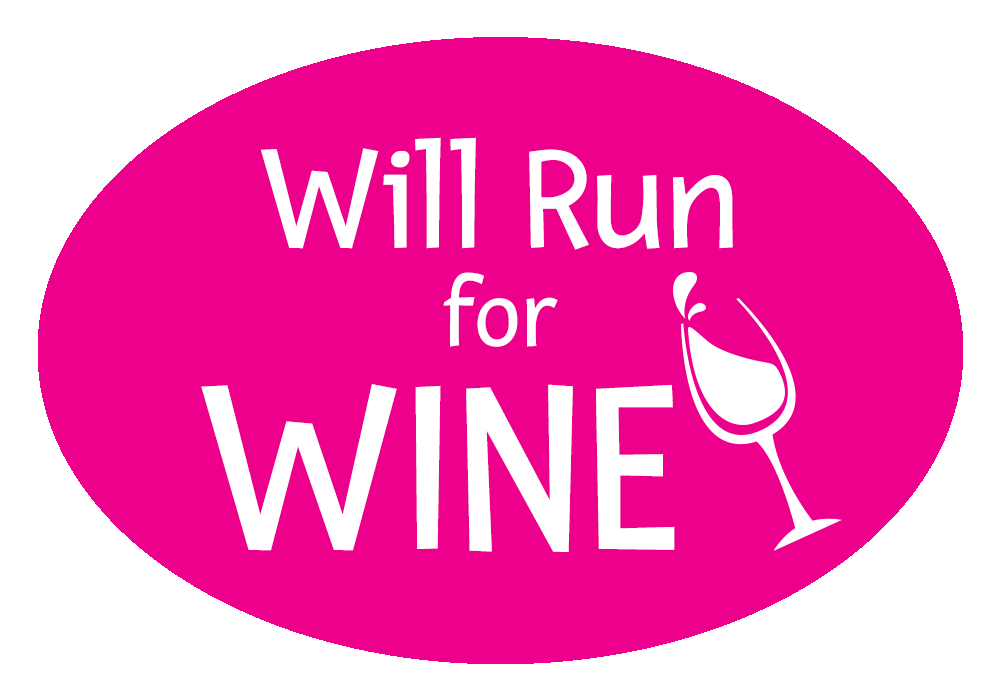 Will Run For Wine Colored Oval Decal